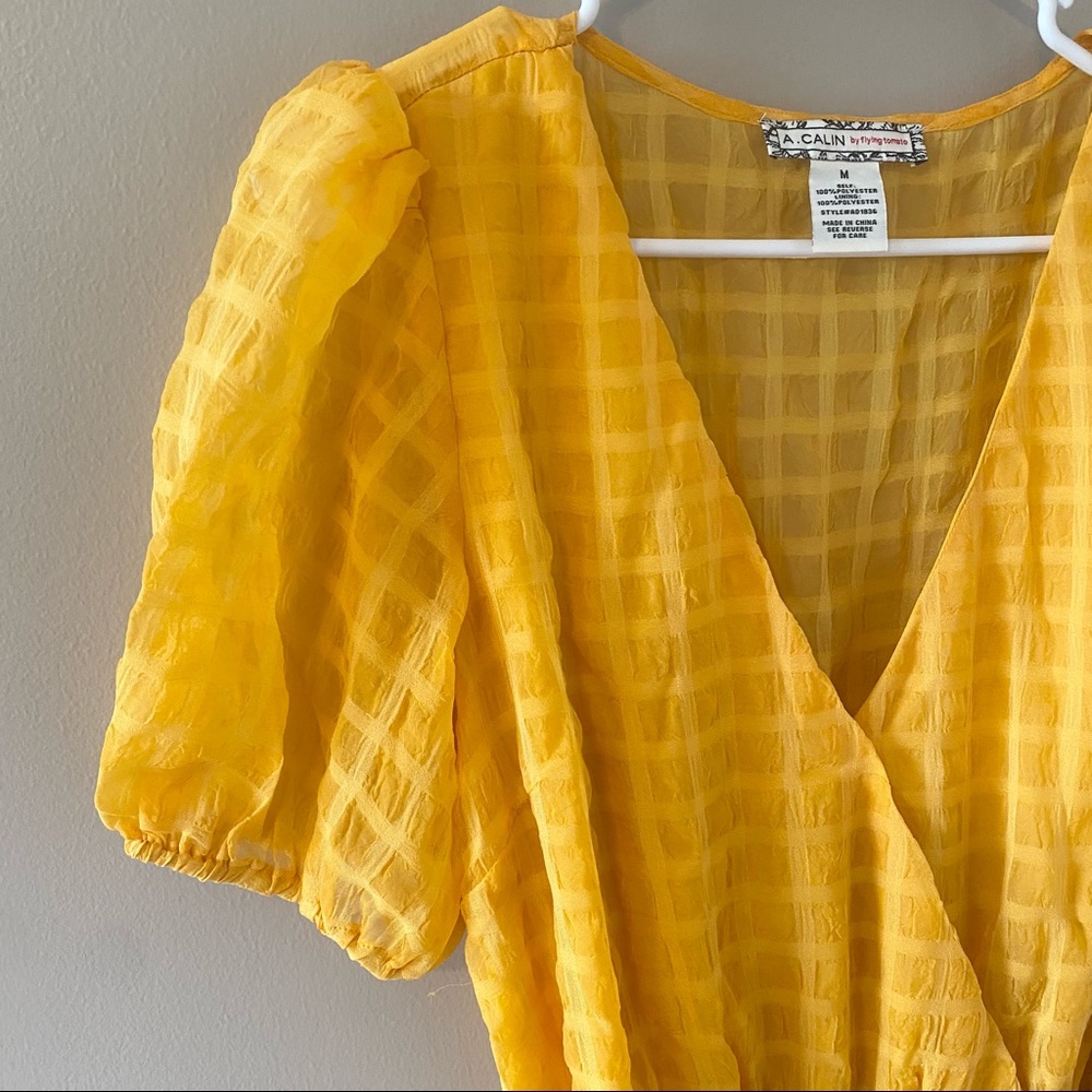 Flying Tomato Golden Yellow Midi Wrap Dress - Picture 3 of 11